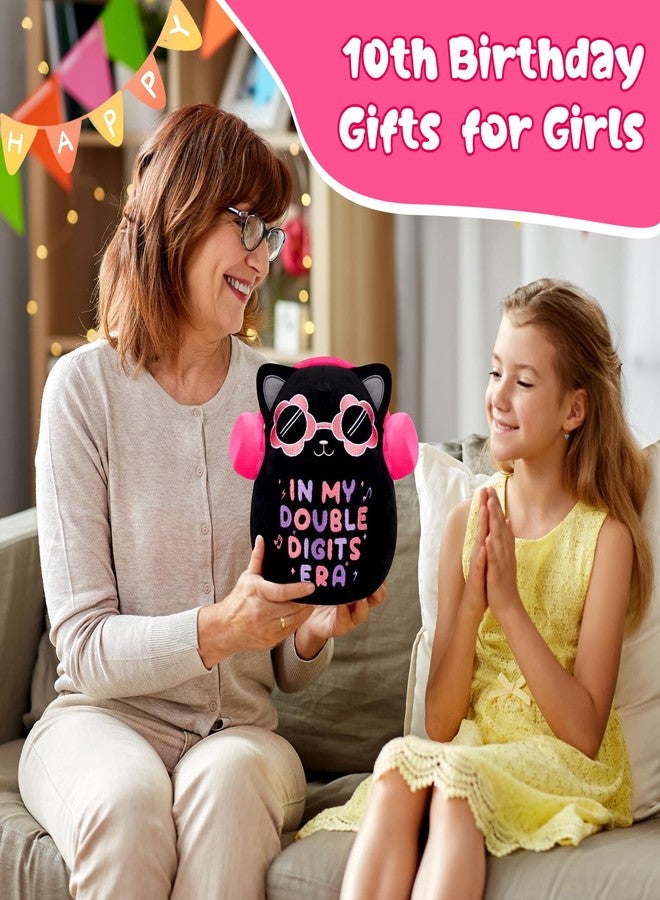LSYDCARM 10th Birthday Gifts Black Cat Plush - Black Cat Stuffed Animal in My Double Digits Era Birthday Girl Plush, 10 Year Old Girl Gift Stuffed Kawaii Cat Plushies Pillow - Image 3